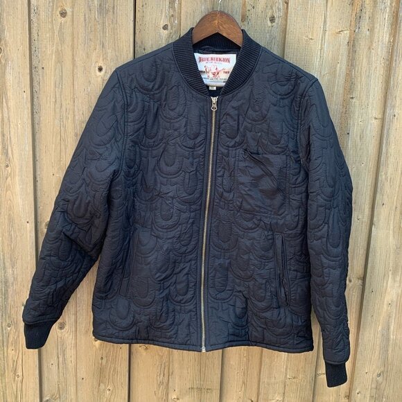True Religion Quilted Bomber Jacket Large - Picture 1 of 7